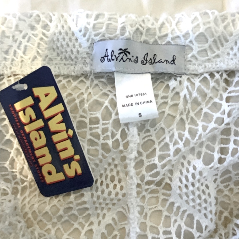Alvin’s Island New White Lace Beach Pants Crocheted Semi Sheer Size Small - Picture 2 of 10